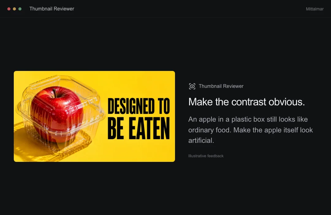 An example thumbnail review suggesting a clearer visual contrast