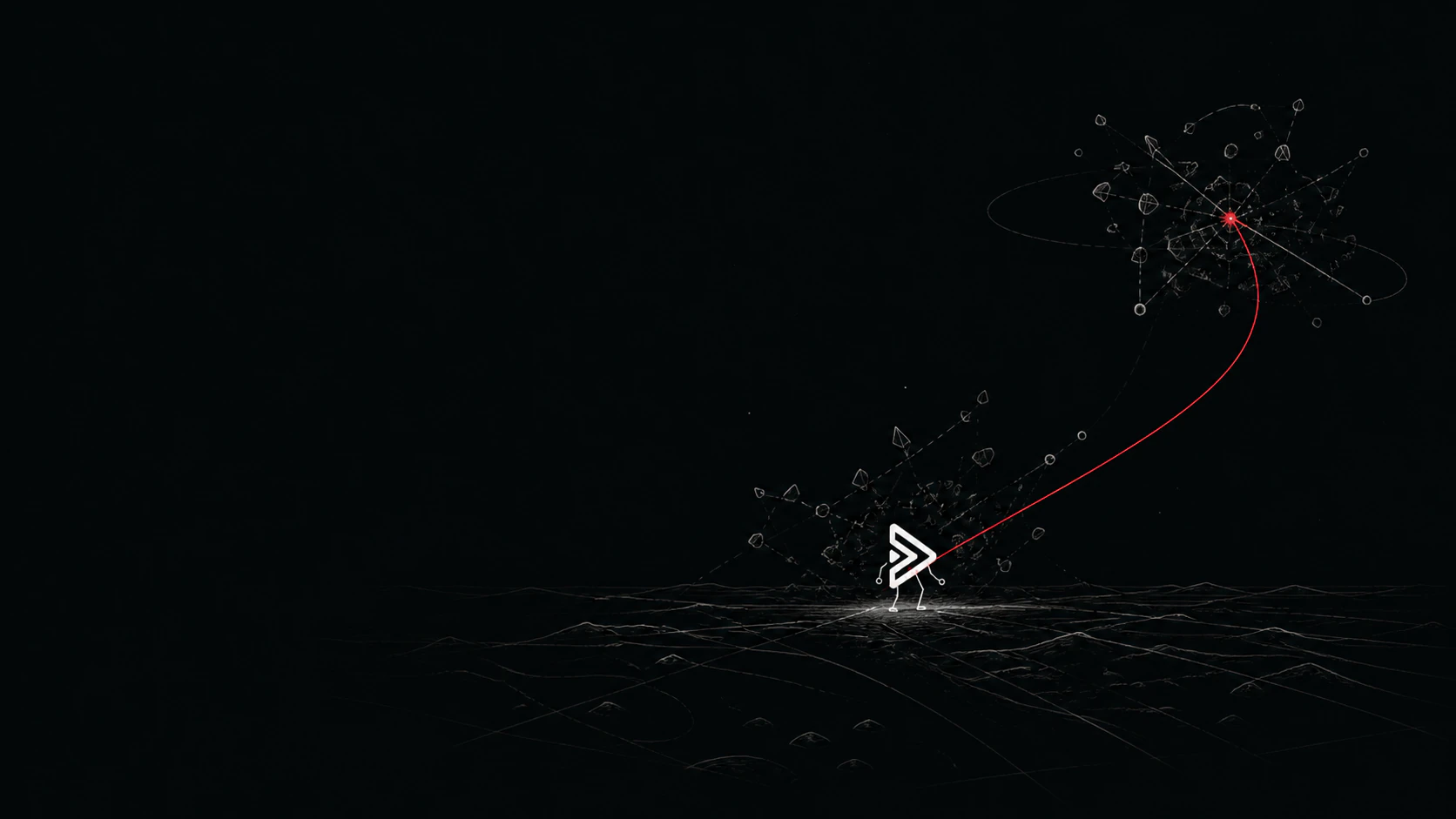Etched illustration of Mittalmar connecting a creator's workspace to a network of assistant tools