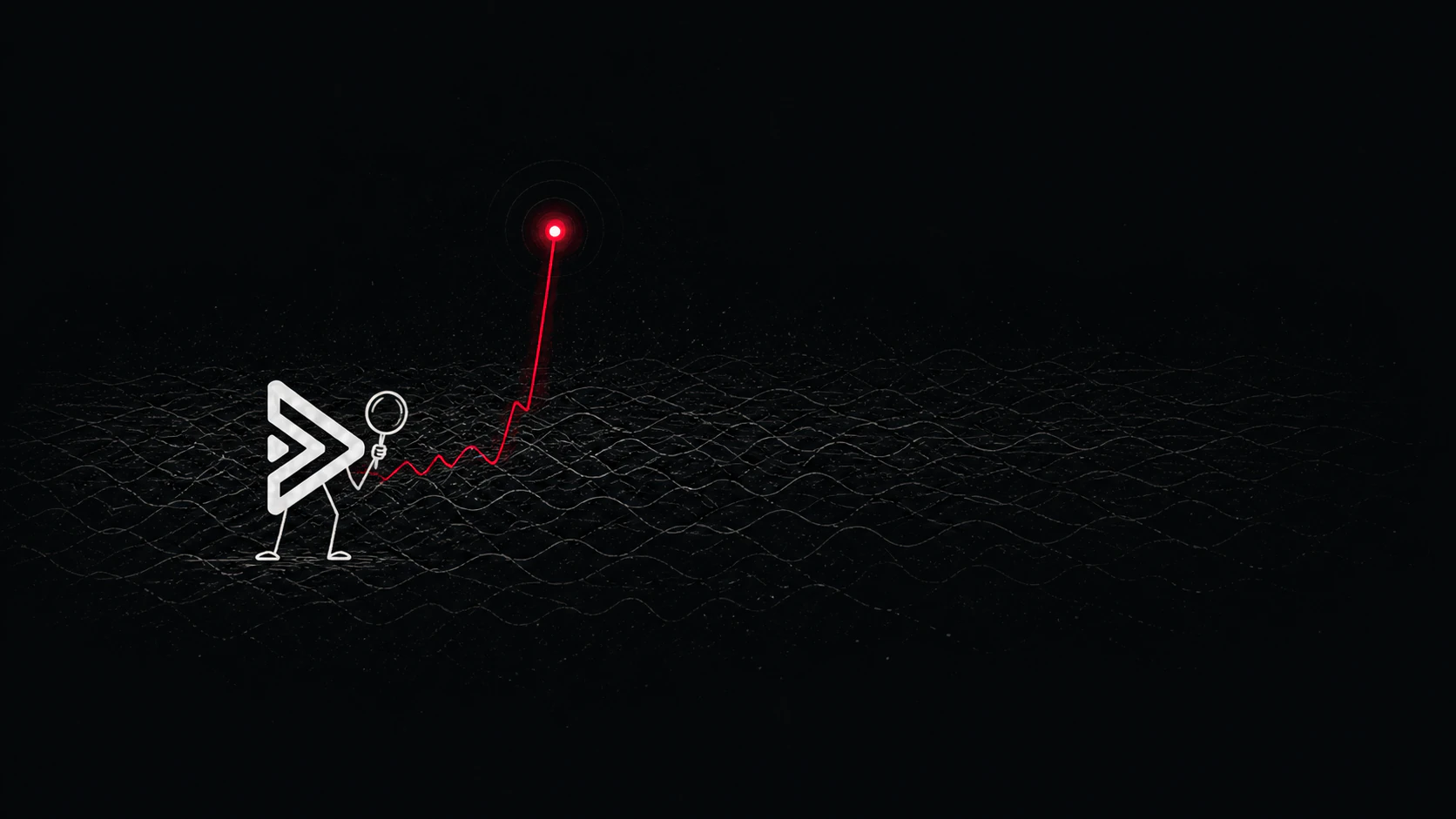 Etched illustration of Mittalmar tracing a signal through a field of data to a breakout outlier
