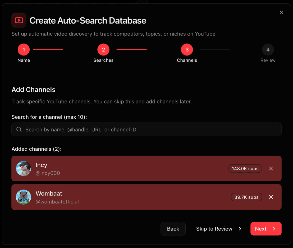 adding channels content databases
