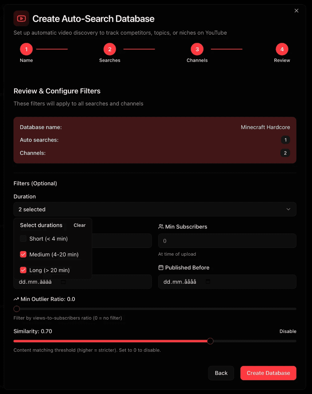 filter content databases