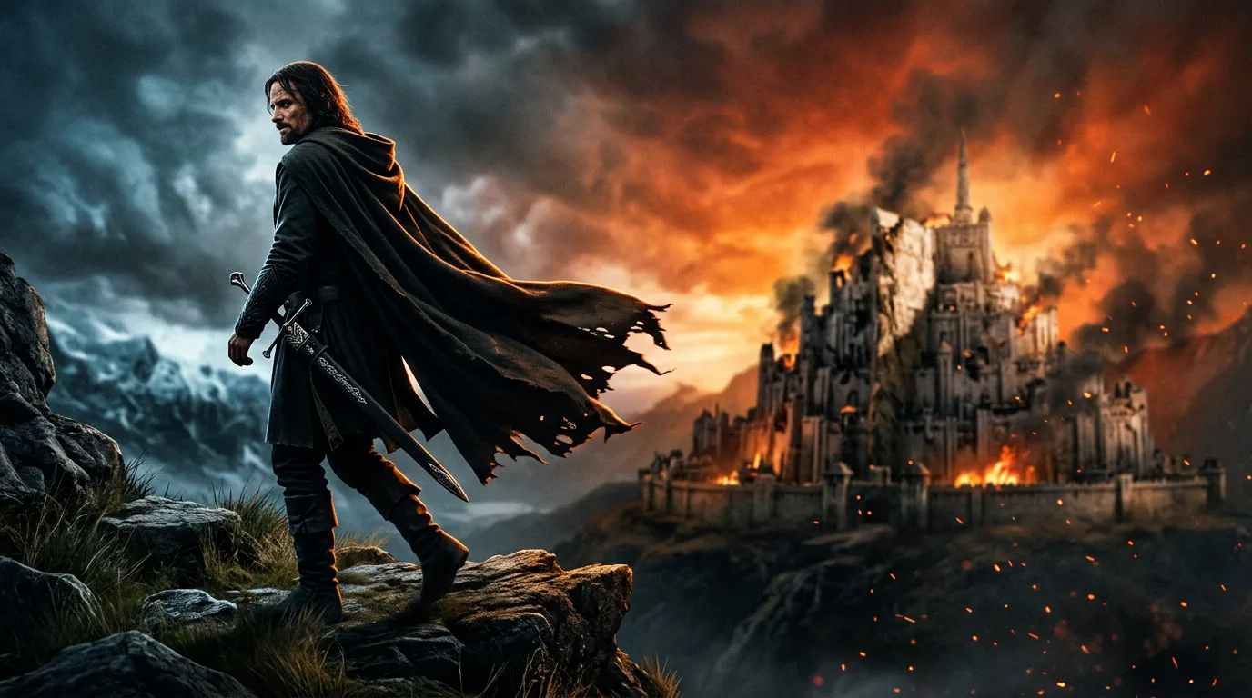Alternate Mittalmar thumbnail showing Aragorn leaving a burning city