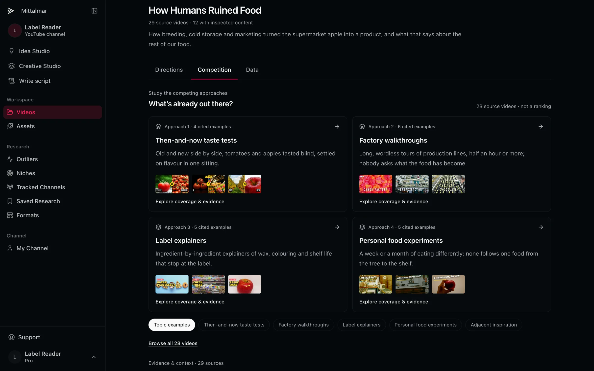 Approach 1: then-and-now taste tests, with cited examples